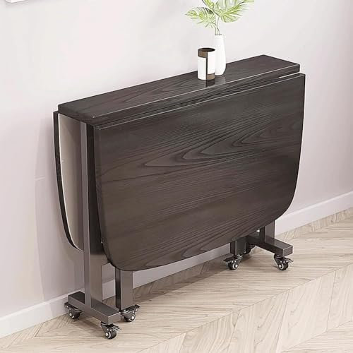 PPGE Home Klappbarer Esstisch aus Holz, rechteckiger Tisch mit Klappen für kleine Räume mit beweglichen Rädern, Esstisch (Größe: 100 x 60 cm, Farbe: Schwarz)