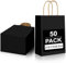 Gucass 50 Stück Mittel Papiertüten mit Henkel, Schwarz Geschenktüten Kraftpapiertüte Papiertragetasche, Mitgebseltüten Geschenktaschen für Partys Geburtstag Hochzeit Weihnachten Halloween(21x11x27cm)