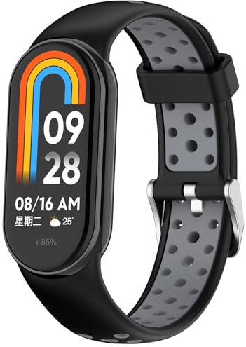 Th-some Armband für Xiaomi Mi Band 8 Uhrenarmband, Silikon Sport Ersatzarmband für Xiaomi Mi Band 8, Verstellbares Weiche Zweisfarbige Silikon Armbander Kompatibel mit Xiaomi Mi Band 8