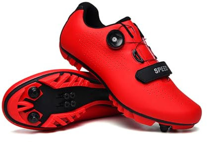 ENEN Herren Fahrradschuhe SPD, Unisex Damen Mountainbike Schuhe Kompatible SPD 2 Schrauben mit Delta Lock Pedal, PU Atmungsaktive MTB Radschuhe Reitschuhe