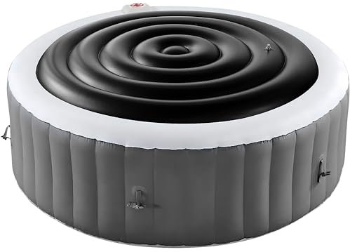 Tlswshsy Cubierta inflable para jacuzzi de 4.5 pies, tapa de ahorro de energía para jacuzzi redonda, cubierta protectora plegable para jacuzzis inflables al aire libre (negro)