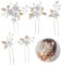 5 Stück Hochzeit Haarnadeln, Blumen Perlen Braut Haarschmuck U-förmig Kristall Braut Haarnadel für Damen Frauen Mädchen Goldene Braut und Brautjungfer Haarnadeln Perlen Haarschmuck