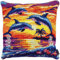 DIY knüpfen set anfänger Springender Delphin knüpfkissen mit vordruck Wasserlebewesen Kissenbezug zum Selbermachen für Anfänger und Erwachsene，Geschenke für Familie，Freunde，Handarbeiten 43x43cm
