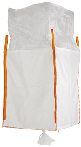Big Bag PP-Gewebe 90x90x115cm mit 4 Hebeschlaufen, Schürze & Auslauf | 1 Stück Weiß