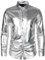 Faonkeew Herren Kleid Hemden 70er Jahre Metallic Pailletten Glänzend Disco Kostüm Nachtclub Button Down Fancy Top Cosplay Hemd