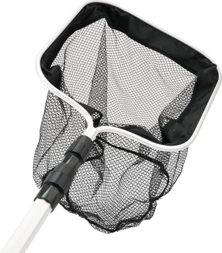 Eurocatch Filet d'épuisette pour bassin de piscine - Robuste - Acier télescopique 1.80m - Taille net 30x30cm - Noir