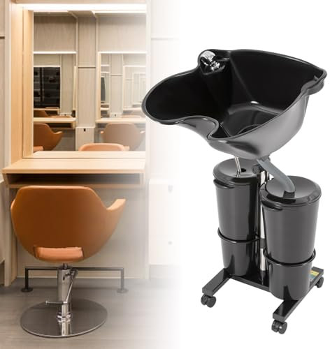 Lavabo per capelli mobile con 2 secchi d'acqua, regolabile in altezza, per parrucchiere, per la casa