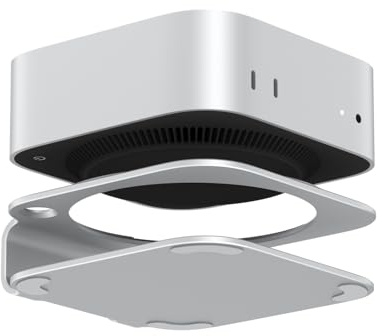 AKKYAJAURE Supporto per Mac Mini M4, supporto da tavolo in alluminio per Mac mini M4 e M4 Pro, raffreddamento migliorato, facile accesso al pulsante di accensione e organizzazione della scrivania