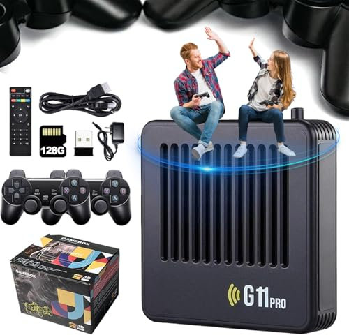 Retrowave G11 Pro, G11 Pro Konsole, Pixel Play G11 Pro, Retro Konsole füR Tv, Retro Spielekonsole, 4k+256 GB, 100.000 Retro-Spiele, Plug & Play-Videospiele mit 2 kabellosen Dual-Controllern (128GB)
