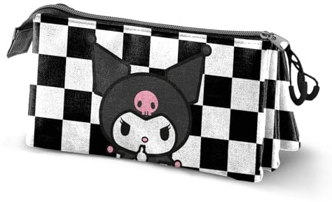 Karactermania Sanrio Kuromi B and W-Dreifach Federmäppchen, Schwarz, 23 x 11 cm