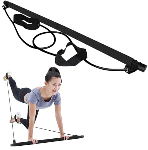 Kit de barra de pilates con banda de resistencia, barra de resistencia portátil, barra de pilates para casa y gimnasio, culturismo, yoga, pilates, barra con correa para el pie, barra de fitness para