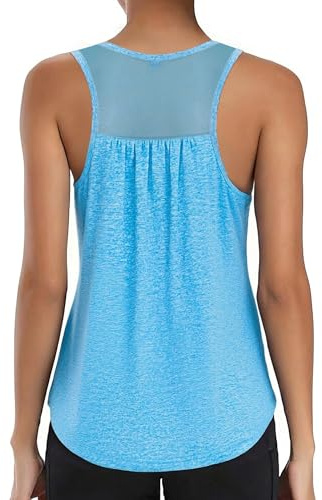 Wayleb Running Vest Women Mesh Back Sleeveless Gym Top Quick Dry Summer | Airy Rear Panel, Smooth Stretch, Loose Drape, Lightweight Feel, Yoga, Pilates, Travel, S-3XL