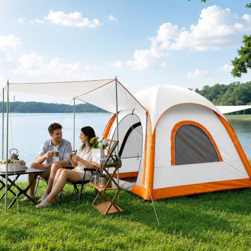 Automatic Inflatable tent Tent 3 People with Pump, Pop up tent for Camping with 2-3 Min Set Up, Waterproof tent with Mosquito Screen Window, Portable Air Tent for Traveling