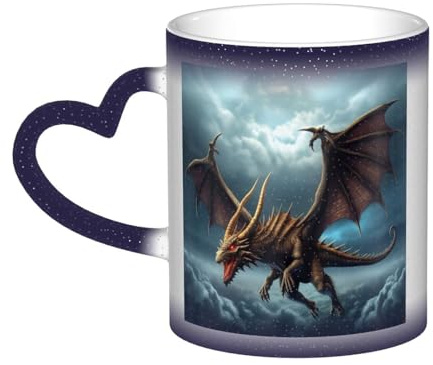 KKLWEGU 11 Oz Ceramic Coffee Mugs, Color Changing Mug Personalized Novelty Coffee Mug Cup Flying Dragon Tea Cup Cool Coffee Mugs For Men Women Funny Gift Blue