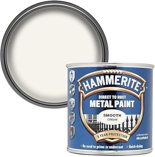 Hammerite Metal Paint Smooth Cream 250ml – Direct to Rust Protective Coating | Quick Drying, No Primer Needed, Single Coat | Interior & Exterior Metal, Anti-Corrosion, Weather Resistant