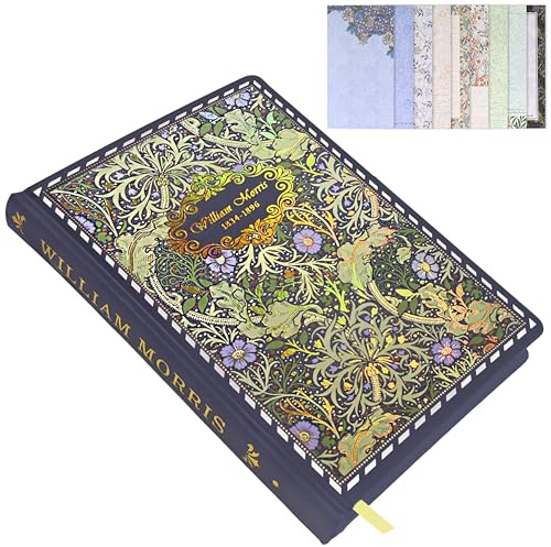 Qefuna A5 Vintage Notizbuch mit 16 gedruckten Farben, Hardcover-Prägung, 128 Blatt/256 Seiten, 100gsm Papier, Tagebuch für Männer und Frauen（Lila Blau