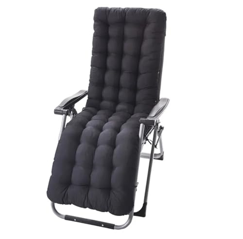 USOHJZ Liegestuhlauflage Faltbares, verdicktes Kissen, doppelseitiges Stuhlkissen, weiche, warme Liegestuhl-Sitzmatte, Lange Kissen for Zuhause, Winter Auflage Gartenliege(Black)