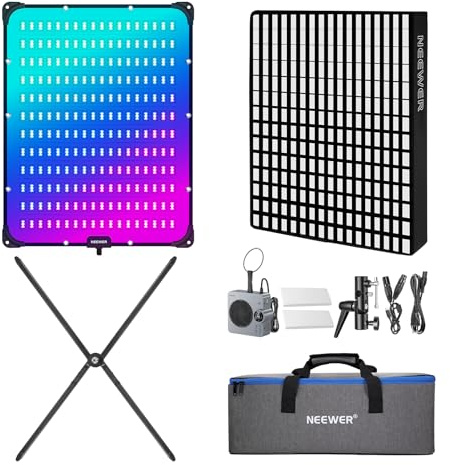 NEEWER Pro 200W Luz Video LED Flexible, Studio RGB Panel Light Mat Kit con Softbox Control App/2,4G/DMX 2500-10000K 25000lux/0,5m, CRI95+, Key Lighting para Grabación Video Live Streaming, AF200C