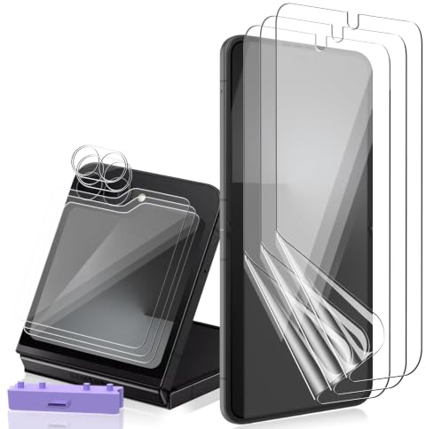 AnnhanT Protector de Pantalla para Samsung Galaxy Z Flip 7 FE, [3+3+2 Piezas] Película Protectora de Flexible TPU + Trasera Vidrio Protectora + Protector de Lente de Cámara, HD Ultra Anti-Arañazos