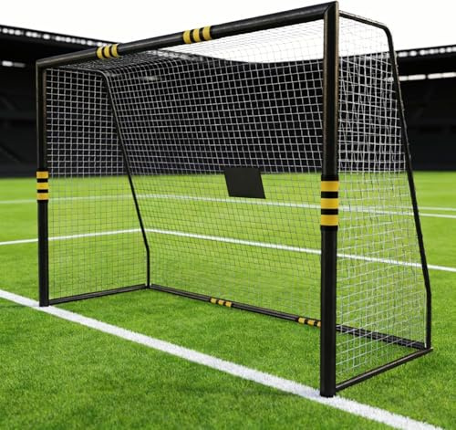 GarveeLife Professional Football Goal - Weather Resistant and Foam Padding - Outdoor Design - With Fine Mesh Net - For Children and Adults - Quality Goal Wall
