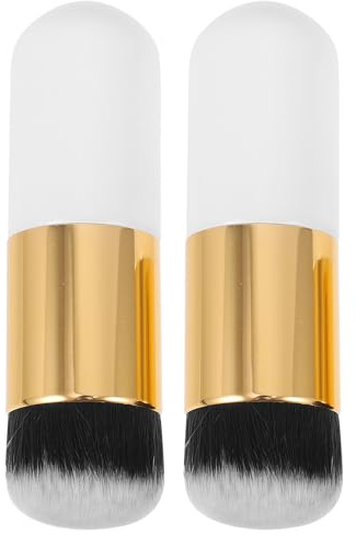 Make Up Pinsel 2 Stück-pack aus Kunstfaser und Kunststoff Weiß | Foundation und Rouge, Sanft zur Haut, kein Haarverlust, Komfortabel in Anwendung