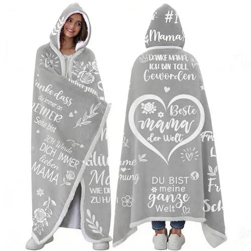 Anugsoe Muttertagsgeschenke für Mama - Beste Mama Geschenk von Tochter ＆ Sohn - Decke mit Ärmeln - Mamas Geschenk für Muttertag, Geburtstag - Geschenkideen für Mutter