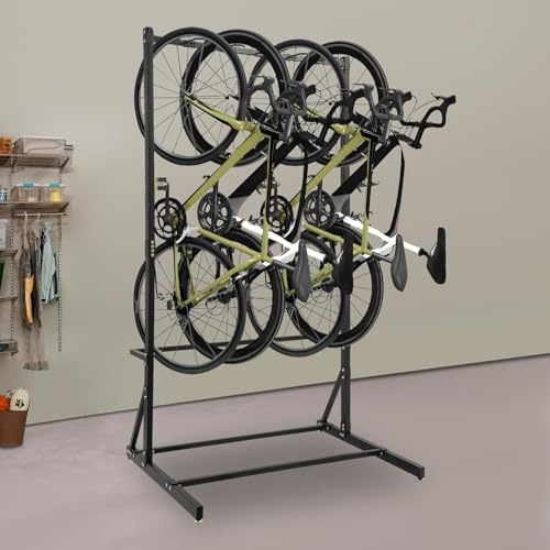 ZNLLQZN Freistehender Fahrradständer für 5 Fahrräder, Belastbarkeit 150kg | Fahrradhalter Vertikaler Fahrrad Ständer Fahrradorganisator, für Garagen, Fahrradwerkstätten und Fahrradgeschäften