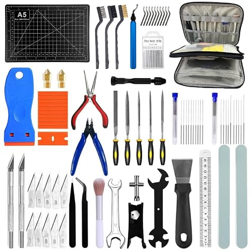 3D-Drucker-Werkzeugsatz,Entgrater Werkzeug für 3D Drucker,91PCS 3D Drucker Tool Kit mit Düsenreinigungsset,Entgraten,Zangen,Entfernungswerkzeugen,3D Drucker für Reinigung Wartungs