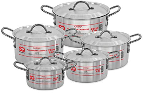 SQ Professional Galaxis Carina Aluminium Casserole Set 5pc with lids 18-26 cm