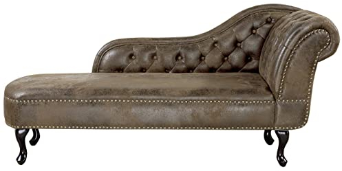 Beliani Retro Récamiere im Chesterfield Style Kunstleder rechtsseitig braun Nimes
