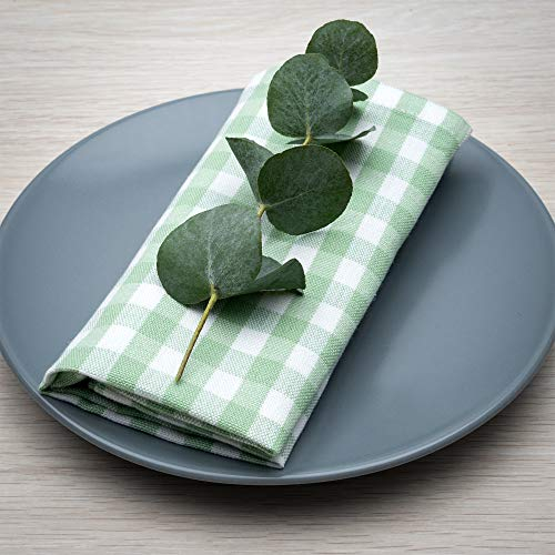 FILU Servietten 8er Pack Mint/Weiß kariert (Farbe und Design wählbar) 45 x 45 cm - Stoffserviette aus 100% Baumwolle im skandinavischen Landhausstil