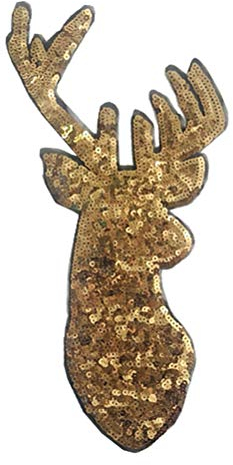 Supvox Applikationen Aufnäher Pailletten Aufnäher Dekorative Weihnachten Hirsch Stickerei Aufnäher für Jacken Jeans Taschen Kleidung Kunsthandwerk (golden)