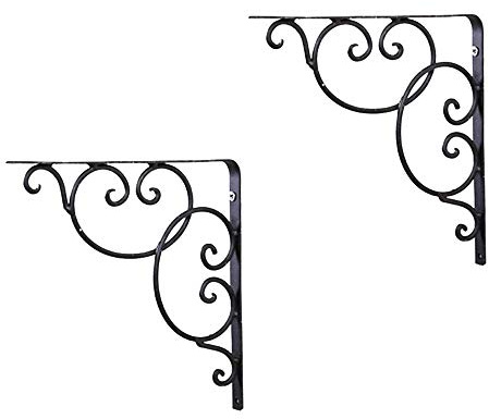 JFAG Support D’Étagère Européen Paire De D’éTagèRe Triangulaires en Fer Forgé Équerre pour Étagère Murale en Métal Noir/Blanc/Bronze Haute 15/20/30cm