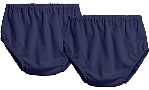 City Threads Cotton Diaper Covers for Girls and Boys 2-Pack, Made in USA Baby Bloomers (Navy/Navy, 2T)