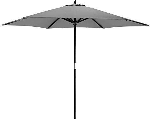 Harbour Housewares Parasol de Jardin en Bois - 6 nervuré Poulie-Operated Toile Pare-Soleil - 2.7m - Gris