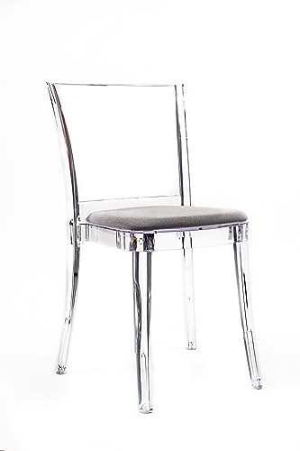 Lucienne Stuhl transparent durchsichtig aus Polycarbonat mit Trevira Kat Kissen Sand Tricolor – 8 Stück