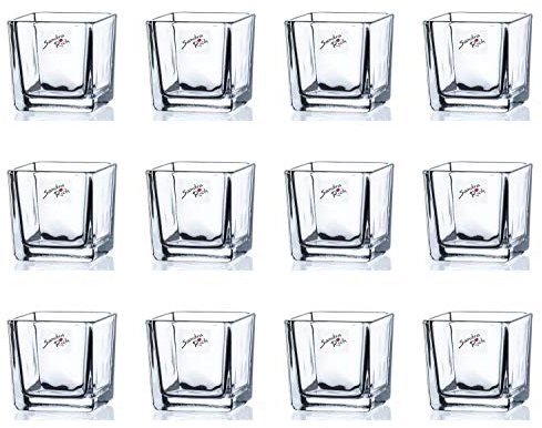CREAFLOR HOME 12er Set Teelichtgläser, Windlichter Cube Würfel H. 6cm 6x6cm Glas Sandra Rich