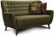 CAVADORE 2-Sitzer-Sofa Abby / Retro-Couch mit Samtbezug und Knopfheftung / 153 x 89 x 88 / Samtoptik, grün