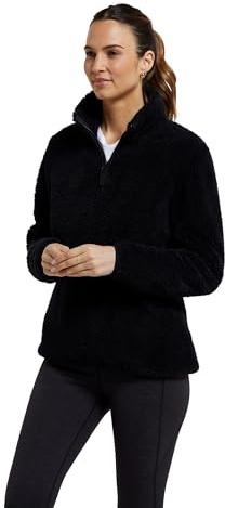 Mountain Warehouse Teddy Womens Fleece - Warm & Cosy Ladies Sweatshirt, Half Zip Top, Lightweight Sweater, Antipill -Best for Winter, Outdoors Black Women's Size 10
