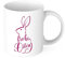STEMPEL-FABRIK – Keramiktasse rosa zweifarbig mit Aufdruck – Frohe Ostern mit Hasenmotiv – Kaffeetasse mit Spruch – bedruckte Kaffeetasse ideal geeignet für den Genuss von Kaffee und Tee