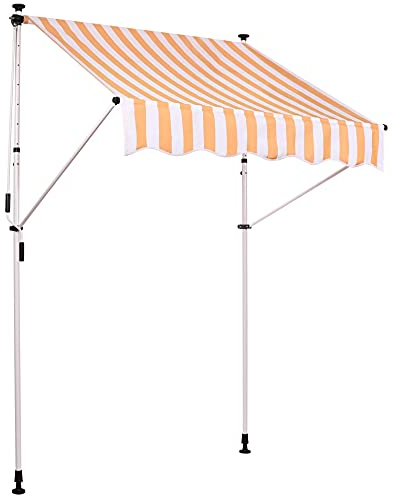 CLP Klemm-Markise Westerly I Ohne Bohren I Höhenverstellbar I UV50+ I Wasserdicht, Farbe:weiß/gelb, Größe:250x120 cm