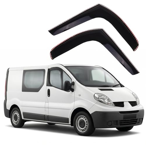 J&J AUTOMOTIVE GD Déflecteurs d'air et de Vent pour Renault Trafic 2001-2014, Ensemble 2pcs, Teintés, Avant et Arrière, Aérodynamique