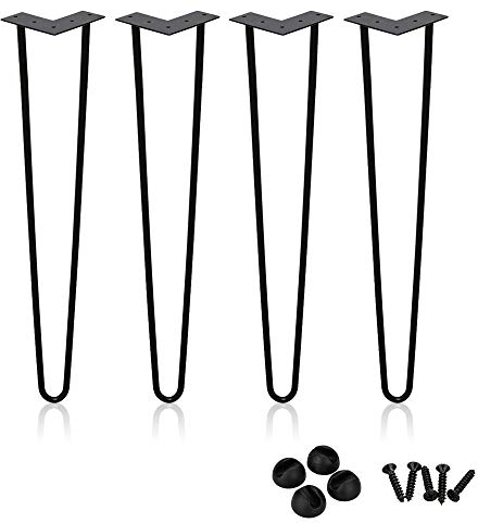 Einfeben 4er Set Haarnadel Tischbeine Hairpin Legs Tischkufen Couchtisch Schreibtisch Arbeitstisch 45cm 2-Stange Möbelfüße Schwarz DIY Metall Heavy Duty Modern-Stil Bein
