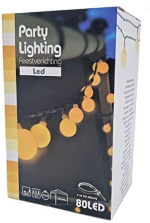 Spetebo LED Party Lichterkette mit 80 Kugeln - warm weiß - Festbeleuchtung mit ca. 16 m Länge - Pavillon Außen Party Garten Balkon Beleuchtung kabelgebunden mit Netzteil