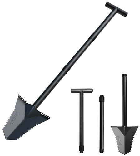 DR.ÖTEK Pala de Pala para excavación, Mango en T Resistente, Cortador de raíces con Mango Largo Corto, Herramientas de jardinería para detección de Metales, trasplantes, zanjas, Camping, 80 y 116 cm