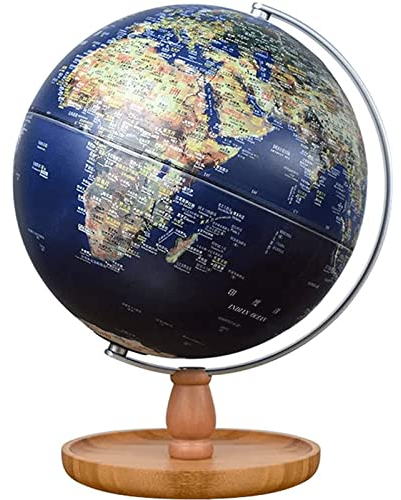 ABGRC Globus 9,8-Zoll-Globen der Welt mit Bambusständer beleuchten Weltkugel-Touch-Lampe Vintage antike Erdkugeln für Erwachsene Aktualisiert