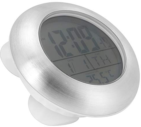 Digitaluhr, Silberne Duschuhr mit 4 Saugnäpfen für Badezimmerspiegel