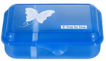 Step by Step Lunchbox „Butterfly Maja“, mit Trennwand und Klickverschluss, spülmaschinenfest, BPA-frei, für Schule und Kindergarten, 0,9L, blau