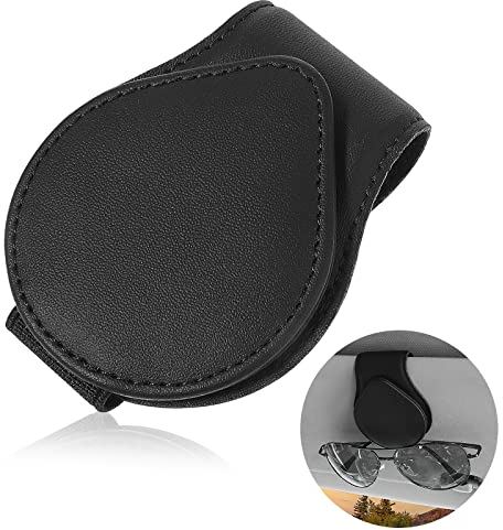 TIESOME Brillenhalter für Auto, Auto Sonnenbrillenhalter Sonnenblende Universal Brillenbügel Leder Brillenhalter Ticket Karten Clip Auto Sonnenbrillenclip für Sonnenbrille, Ticket, Karte (Schwarz)