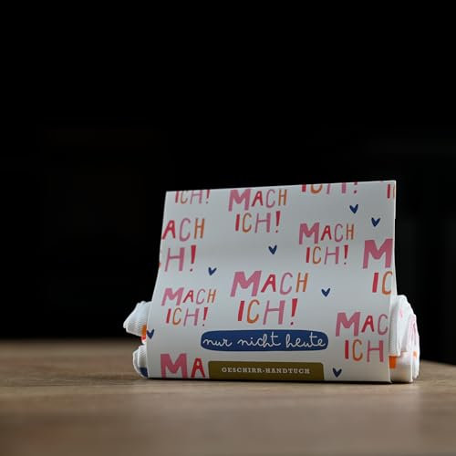 HappyLife Geschirrhandtuch, 100% hochwertige Baumwolle, weich und saugfähig, Sprüche, Ideal für die Küche oder als Geschenk - 50 x 70 cm (Mach ich nur Nicht Heute)